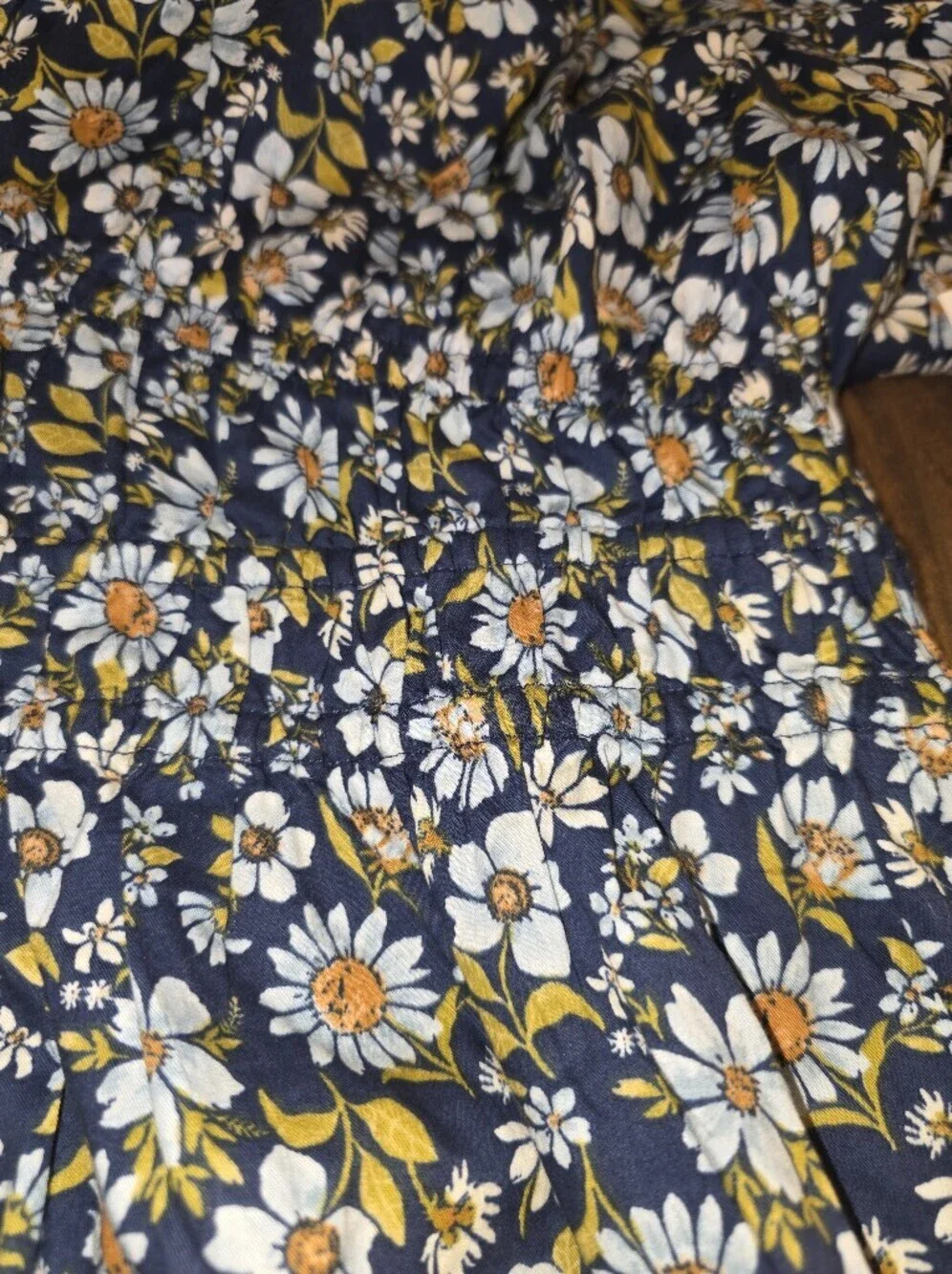 Old Navy Navy Floral V-Neck Smocked Peplum Blouse